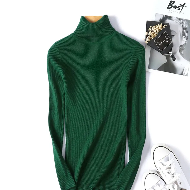Эластичный женский свитер с высоким воротником новинка Женский облегающий
