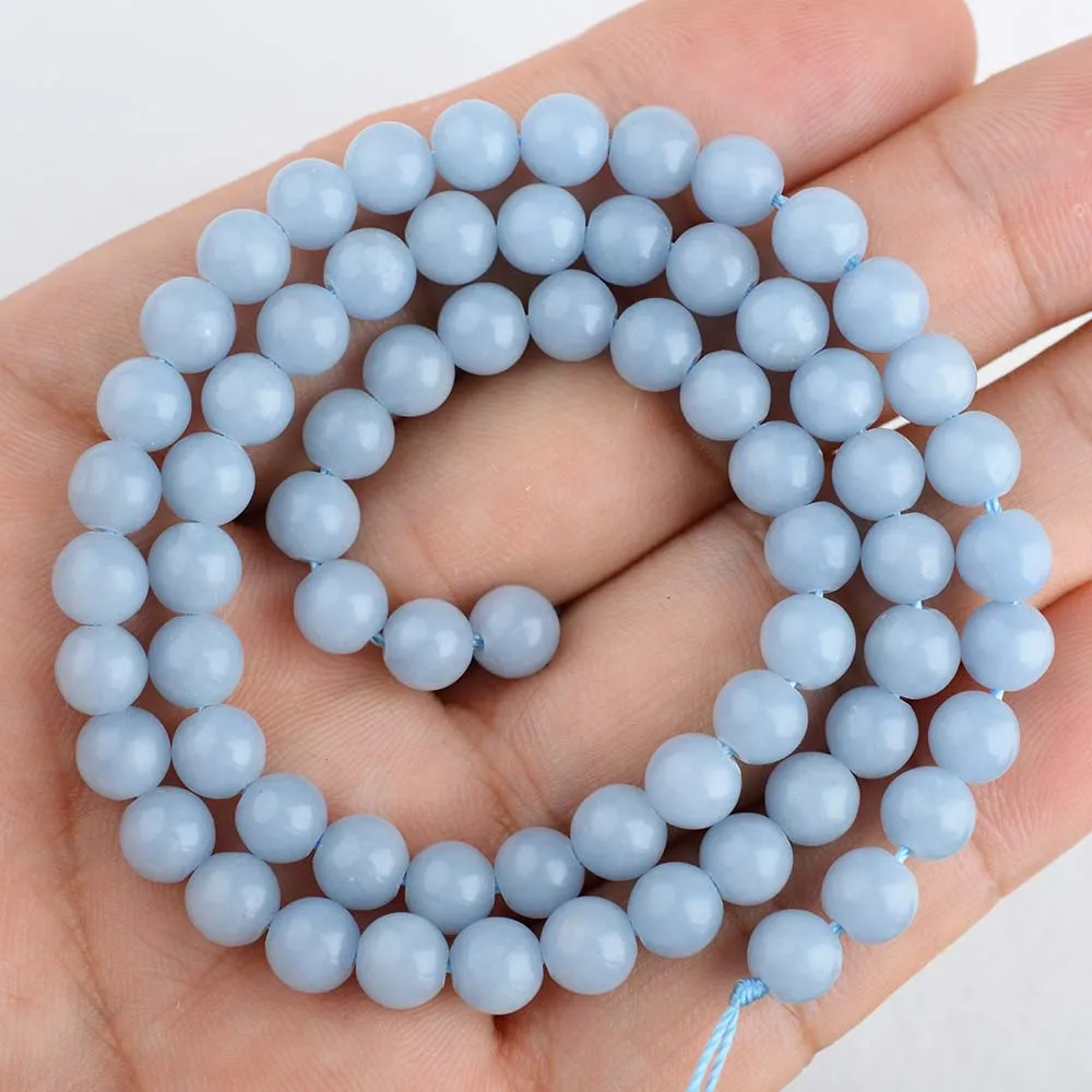 Круглые Бусины Из Натурального синего анжелита целестита 3-18 мм 2 нити оптом