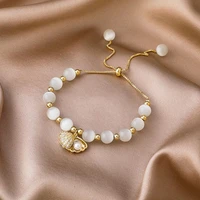 arlie new korea fashion jewelry high end natural opal beads beaded copper inlaid zircon shell pearl female bracelet 2021 jewelry