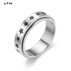 Кольцо с тревожными звездами, кольца-Спиннер для женщин и мужчин, из нержавеющей стали, Свободно вращается, спиннинг, антистресс, ювелирные изделия, подарки