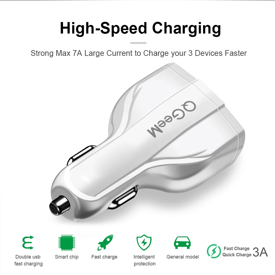 QGEEM QC 3,0 USB C автомобильное зарядное устройство с 3 портами Быстрая зарядка 3,0 быстрое зарядное устройство для автомобильного телефона зарядный адаптер для iPhone Xiaomi mi 9 Red mi
