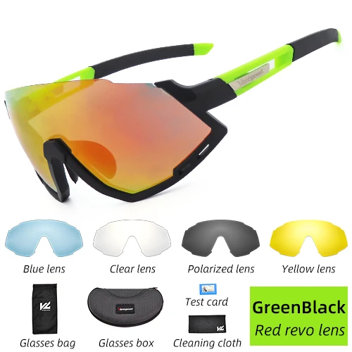 Blackgreen Glasses VICTGOAL поляризационные велосипедные солнцезащитные очки для шоссейного горного велосипеда мужские очки UV400 5 линзы для велоспорта очки для вождения и бега - Цвет: Blackgreen Glasses