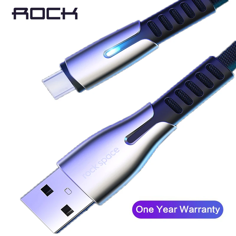ROCK светодиодный светильник usb type C кабель для samsung Xiaomi Redmi Note 7 8 10 проволока из