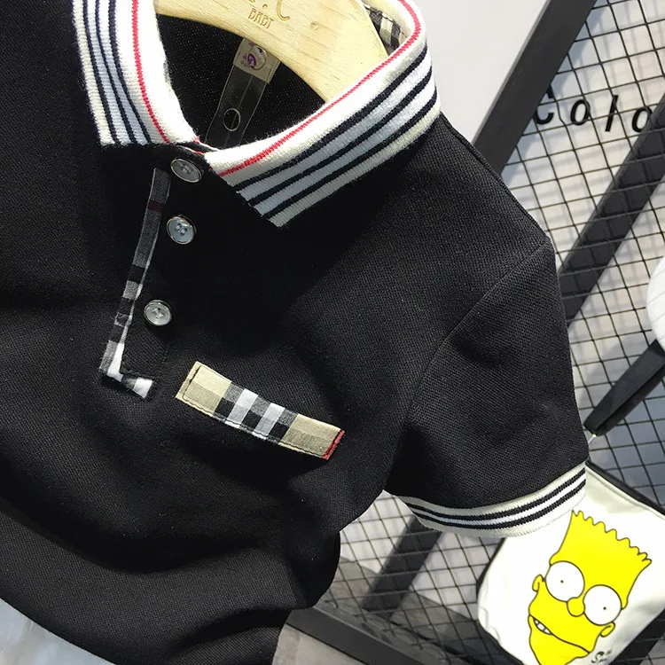 Детская Хлопковая футболка B детский топ для мальчиков и девочек клетчатая в