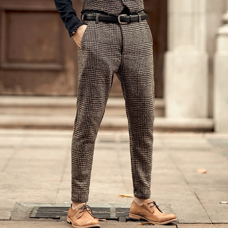 Новая Англия Стиль Весна Для мужчин Slim Fit прямые длинные Штаны мужской Повседневное в полоску Узкие повседневные штаны бизнес модные брюки K681