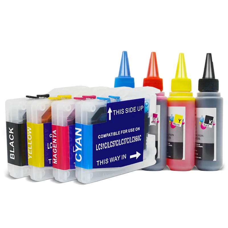 LC10 LC37 LC51 LC57 LC960 LC970 LC1000 многоразовые чернильные картриджи для Brother DCP 130C 330C 340CN MFC 685CW