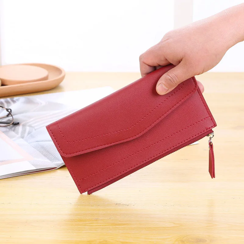 

2021 New Fashion Simple Zipper Envelope Ladies Wallet Mid-length Large-capacity Women's Wallet Multi-card Card Holder
