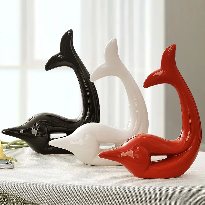 

Home Decor Ceramic Dolphin Ornaments Animal Crafts Decorative Art Decoration Living Room Bedroom TV Cabinet Decoration