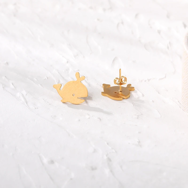 Tiny Humpback Whale Stud Earrings For Women Girl Sea Animal Jewelry Baby Stainless Steel Friendship Gifts | Украшения и