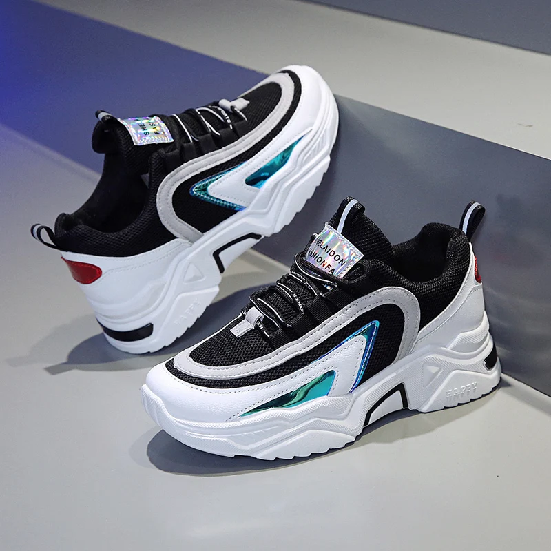 Spring New Fashion Sneakers Shoes Tennis Casual Thick Bottom Mesh Breathable Lightweight Lace-up for Ladies U13-92 | Обувь