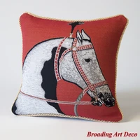 medieval tapestry pillow cushion cover white horse jacquard weave home textile decoration cotton 100 double sided size 38x38cm