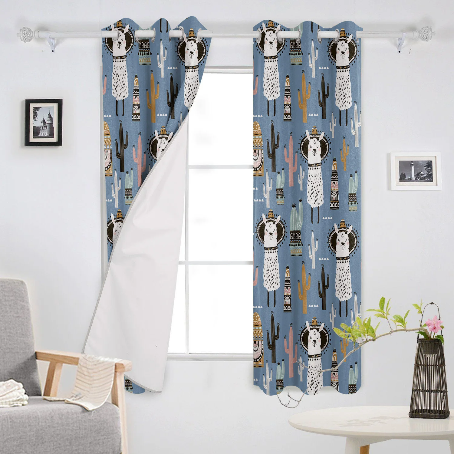 Занавески на окна с изображением кактуса из альпаки современные домашние