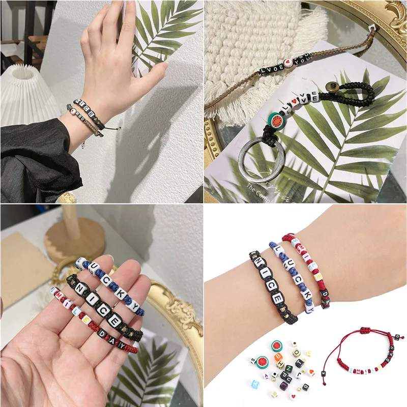 Acrylic Cube English Alphabet Spacer Beads Boxed Set DIY Bracelets Keychain Necklace Plastic Letter Beads for Jewelry Making