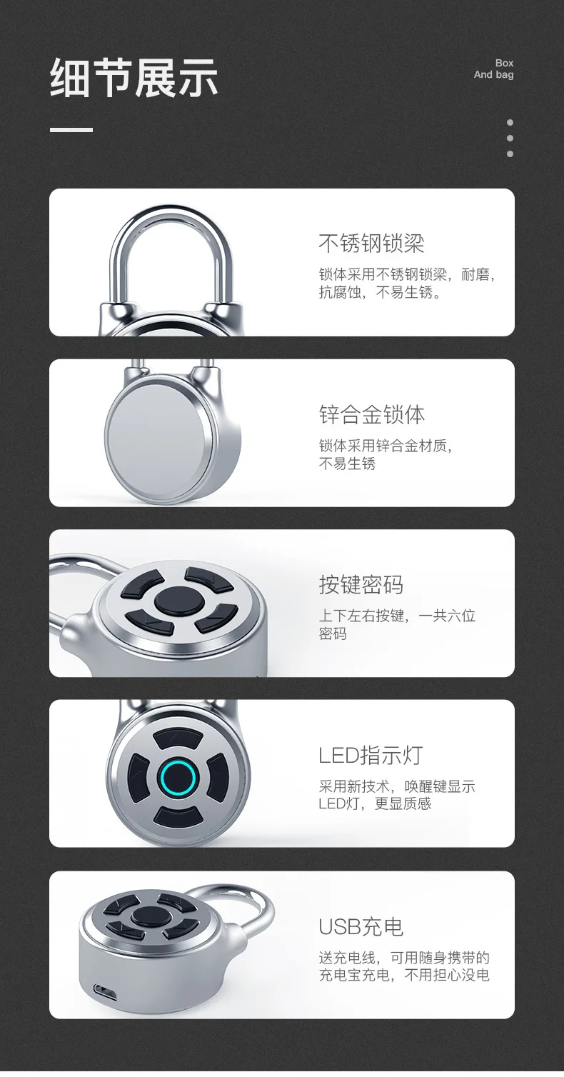 

Smart padlock electronic Bluetooth password mobile phone app Travel Backpack trunk cabinet lock gym small padlock M1