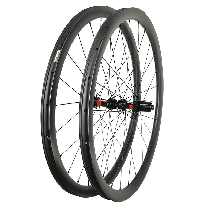 

1280g 700C 35mm Carbon Wheels Road Disc Clincher Tubeless 25mm Wide Straight Pull 24H DT240S 36T All Road Gravel Wheelset Carbon