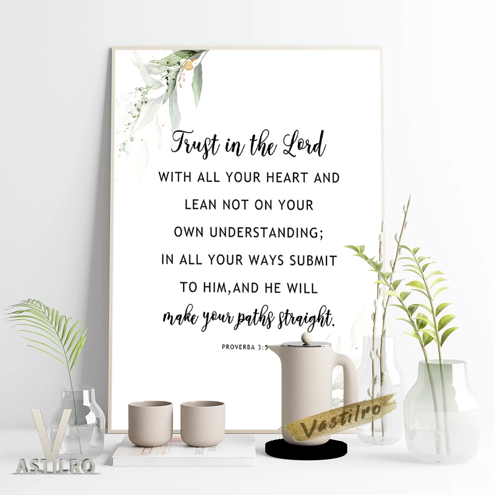 

Proverbs Trust In The Lord Bible Verse Art Prints Poster Christian Gift Religious Faith Encourage Quote Wall Picture Home Decor