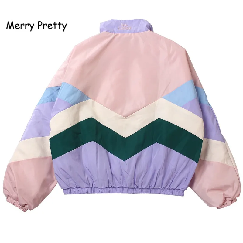 Цветные женские пальто Merry Pretty Makaron Утепленная зимняя куртка в стиле пэчворк с