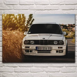 Classic e30 m3 sport car front view artwork fabric posters on the wall picture home art living room decoration KN903