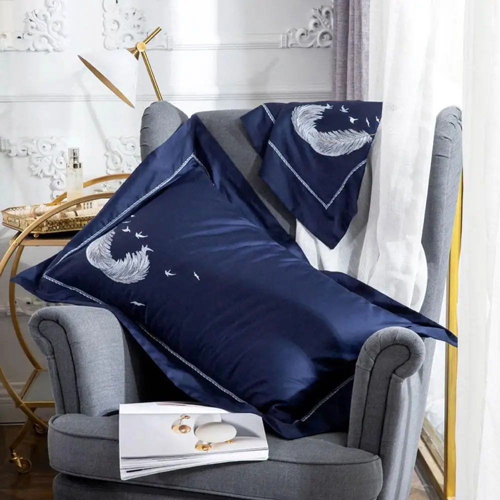 Svetanya набор постельного белья из египетского хлопка с принтом перьев, плоский лист, наволочка, пододеяльник, комплекты постельного белья, один, королева, король, размер