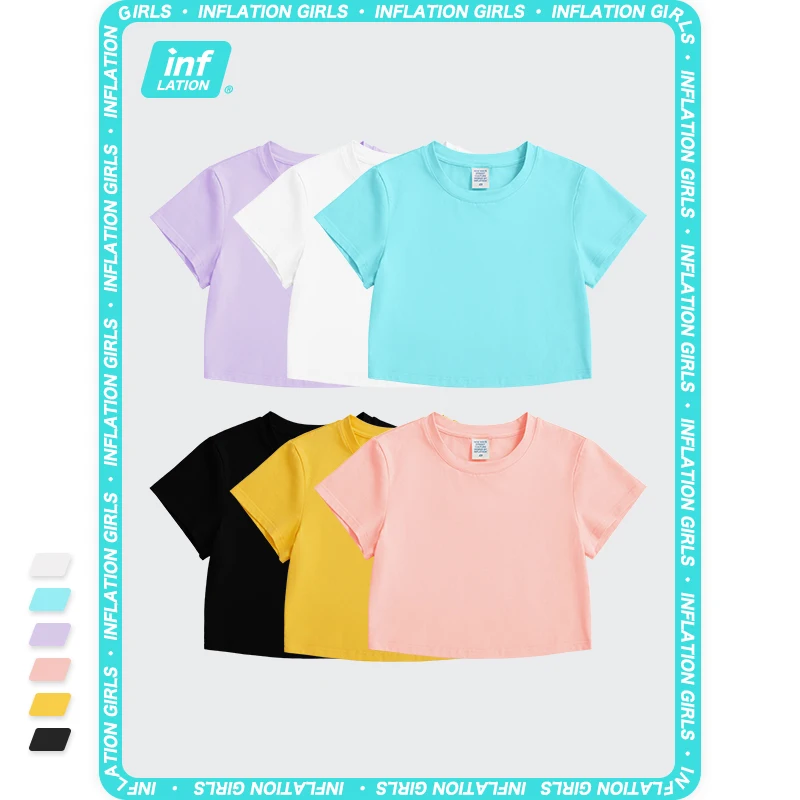 

INFLATION Basic Crop Tops Women Sexy 2021 Summer Casual Blank Crop Tops Outfits Teen Girls Women Workout Crop Tshirts 6000GS21