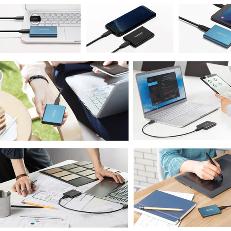 Samsung T5 Портативный SSD 250 ГБ 500 1 ТБ твердотельных дисков жесткий диск externo размеры