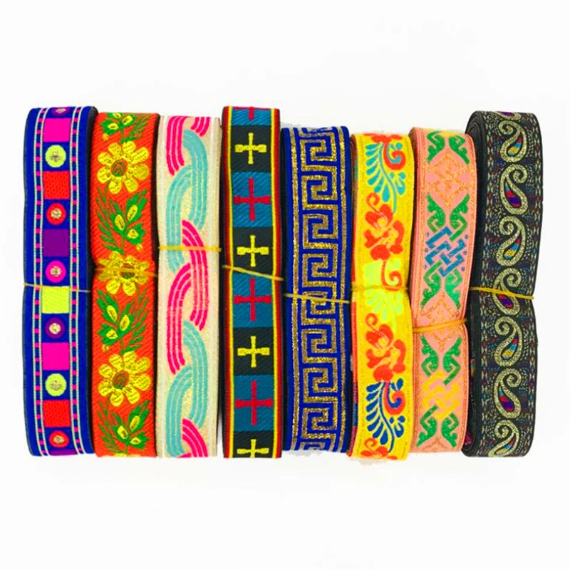 Лента с цветочной вышивкой шириной 25 мм кружевная обрезная ткань жаккардовая