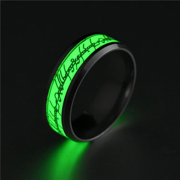 Sinogaa 316L Stainless Steel Fashion Luminous Glowing Jewelry Lot Rings One Ring Men Ring Women Popular Dropshipping