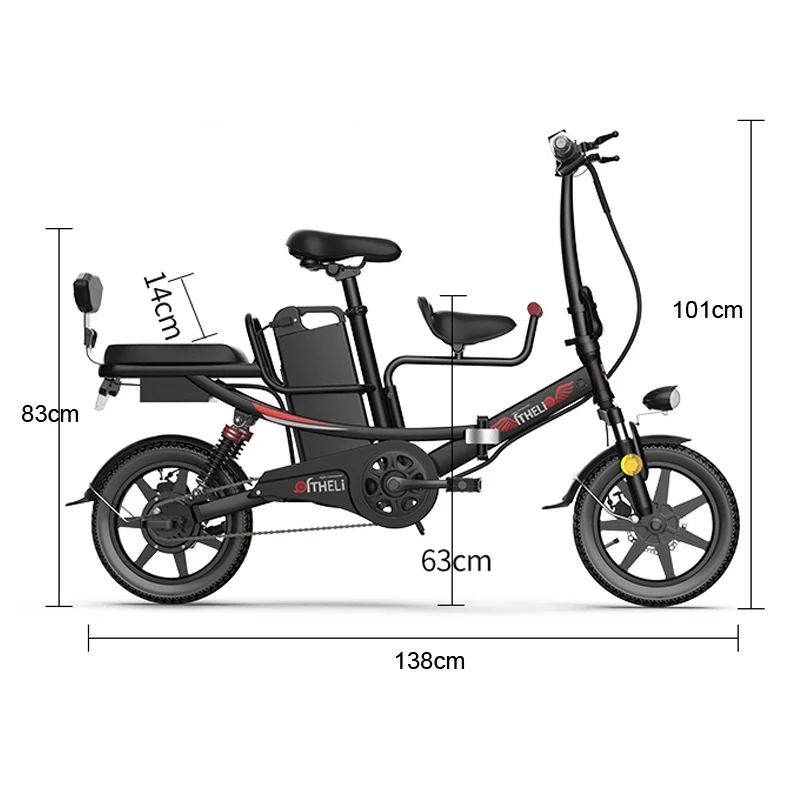 14 дюймовый литиевая батарея электрического велосипеда e bike 48V 400W складной