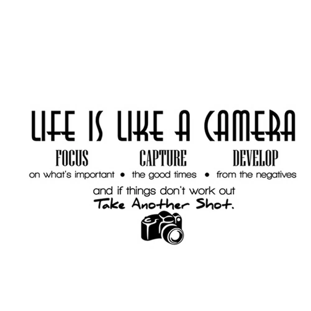 

European Wallpaper PVC Removable Life Is Like A Camera Wall Stickers Home Decor Living Room Office Study DIY Wall papers