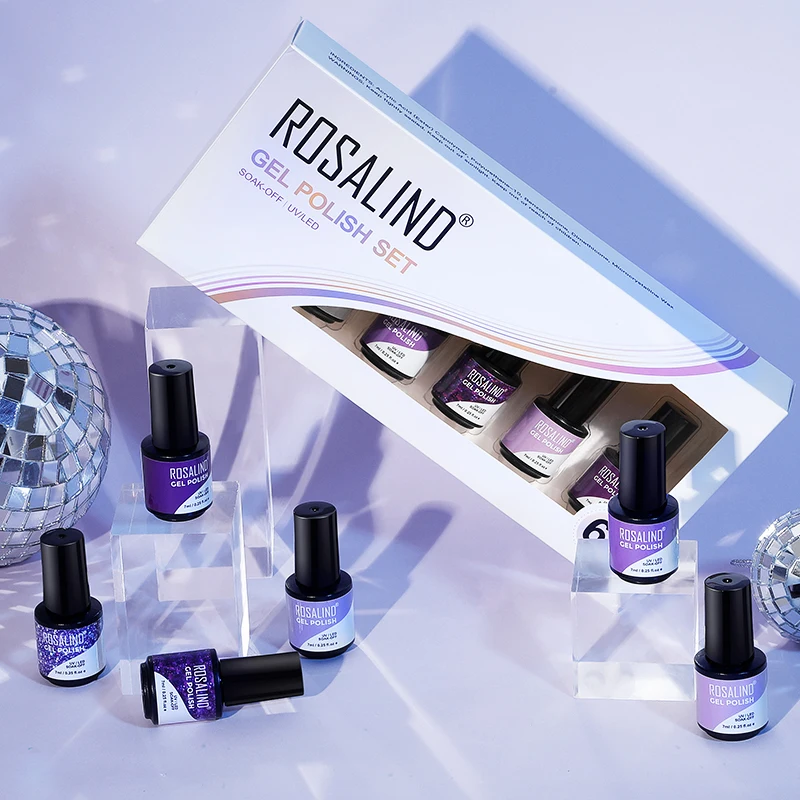 Набор для дизайна ногтей ROSALIND 2/4/6 шт. полуперманентное базовое и верхнее покрытие