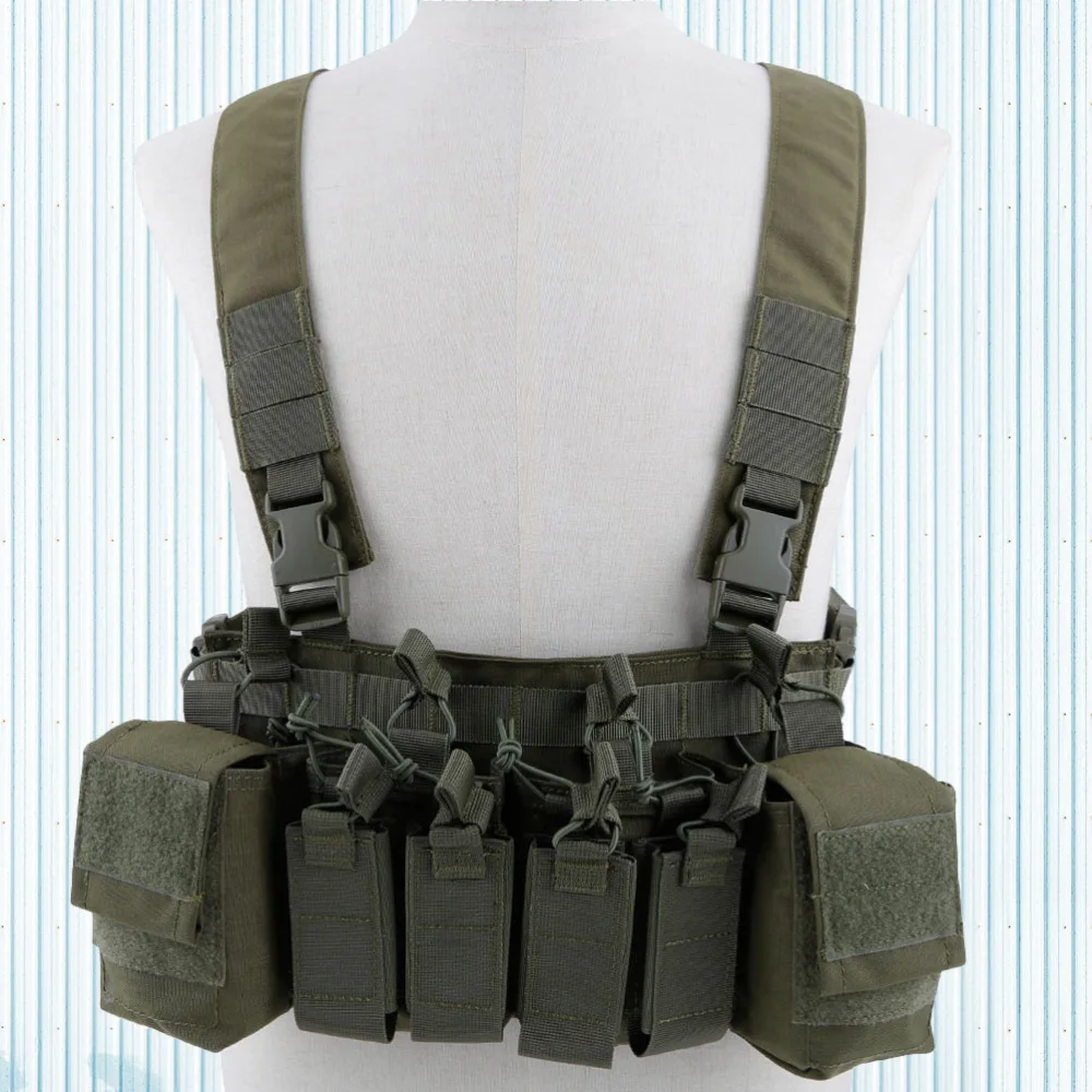 

Chest Vest Rig Multi-function 500D Molle Vest with Multi-Pockets Bag Airsoft Fighting Load Carrier Vest for CS Game Paintball Ou
