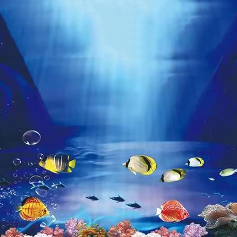 Аквариум Пейзаж Плакат 3D фон картина стикер двусторонний океан море растений