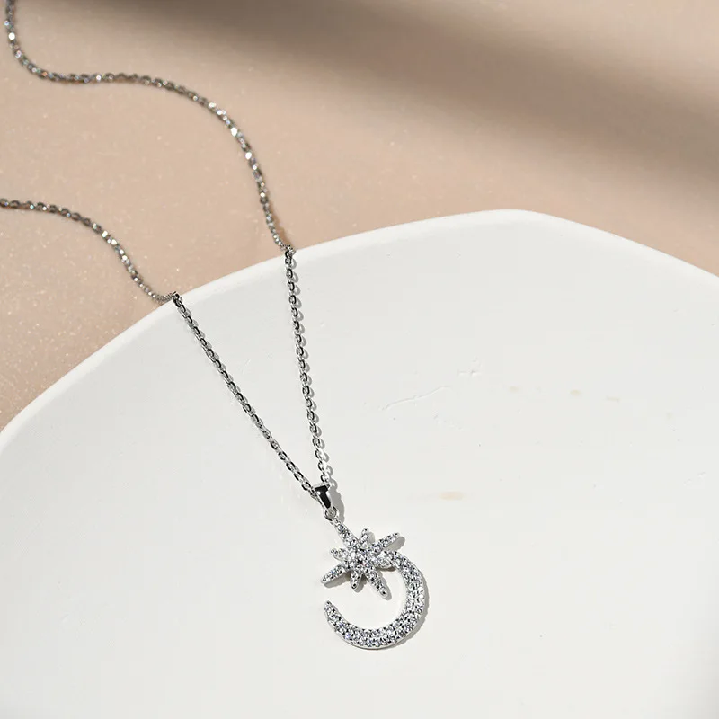 Новинка 2022 ожерелье с подвеской в виде звезды и сверкающей циркониевой Луны