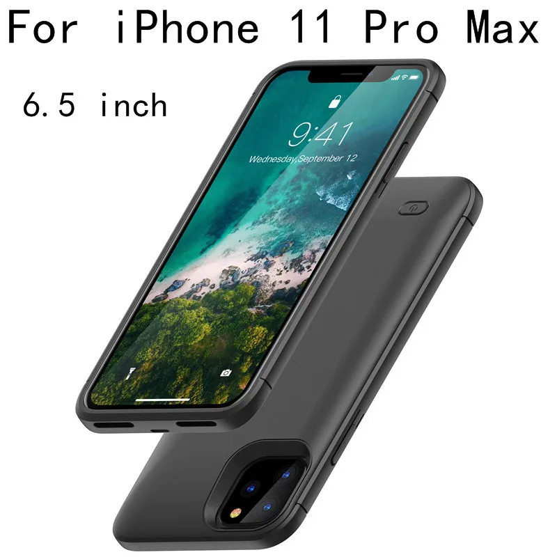 Чехол для зарядного устройства для iPhone 11, чехол для зарядного устройства с зарядным устройством для iPhone 11 Pro Max, тонкий внешний чехол для зарядки, поддержка аудио - Цвет: i11 ProMax-Black