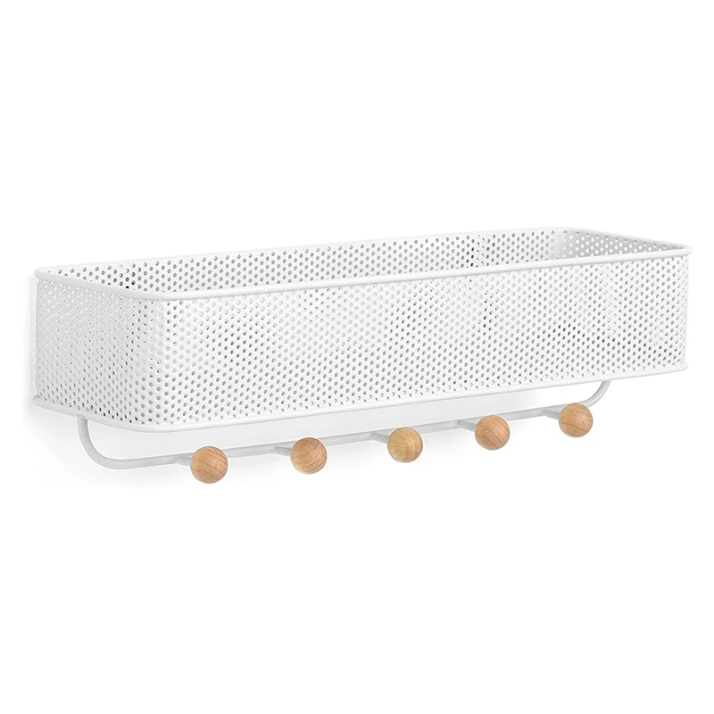 

Entryway Organizer Key Holder, Great For Storing Keys, Small Accessories, Mail, Wallets And More, White