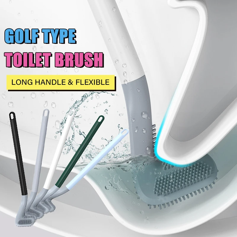 

Силиконовая щетка для унитаза с длинной ручкой, гибкая мягкая щетка для гольфа, держатель для щетки для хранения, аксессуары для унитаза, ин...