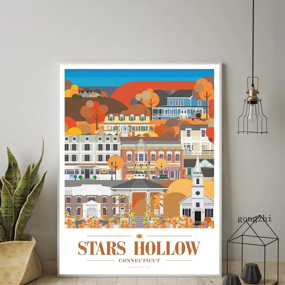 

Abstract Landscape Nordic Posters Stars Hollow Inspired By The Gilmore Girls Canvas Painting Wall Art Picture Living Room Decor