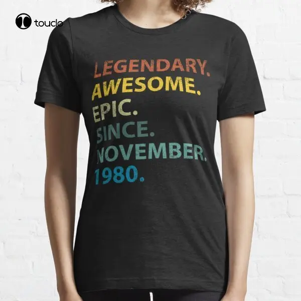 

Retro Legendary Since November 1980 Vintage 40 Years Old T-Shirt Tee Shirt Womens Oneck Tshirts