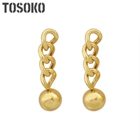 tosoko stainless steel jewelry chain steel ball earrings 18 k gold plated female exaggerated earrings bsf559
