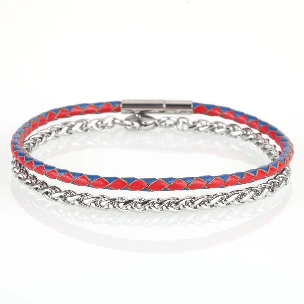 Браслет-шарма из нержавеющей стали винтажный кожаный модный Браслет-бойфренд