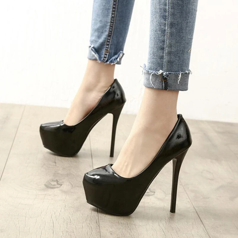 Туфли лодочки женские на платформе Шпилька 14 см пикантная обувь для свадьбы