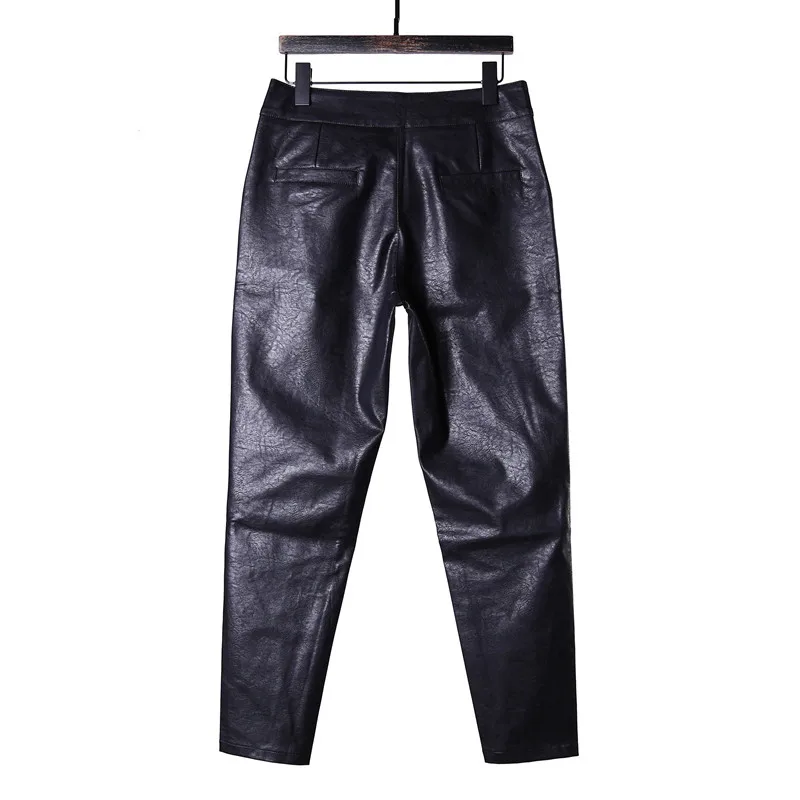 Мужские облегающие брюки Metrosexual кожаные с локомотивом костюмы для певиц зима 2019 |