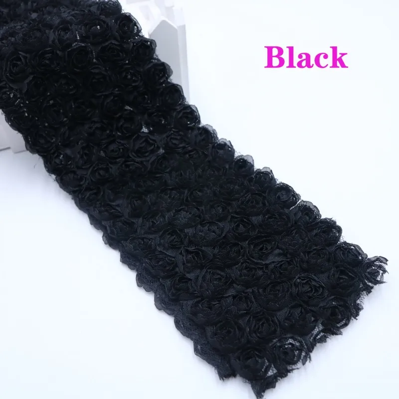 Black 1 м/лот 6 ряд шифоновая Роза цветочная кружевная отделка шифоновая кружевная ткань ленты DIY ручной работы аксессуары для волос материал Костюмы Декор - Цвет: Black