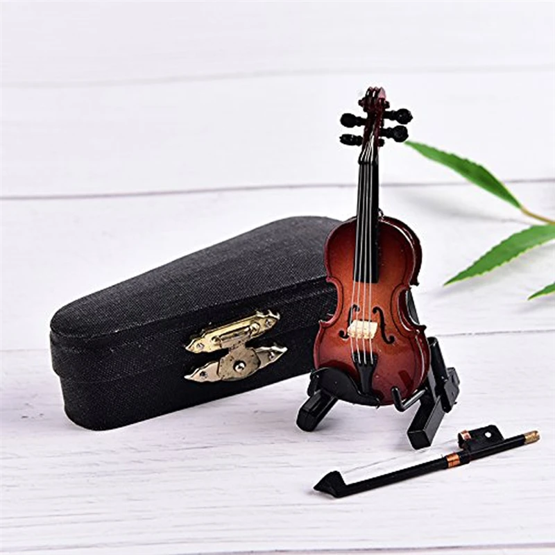 

Mini Violin Model Miniature Classical Violin Replica Decoration Display Small Musical Instrument Ornaments With Stand Case