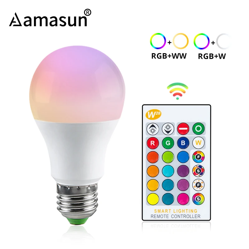 Диммируемая 16 цветов сменная E27 светодиодный RGB лампа 5 Вт 10 15 85 265 в Светодиодный