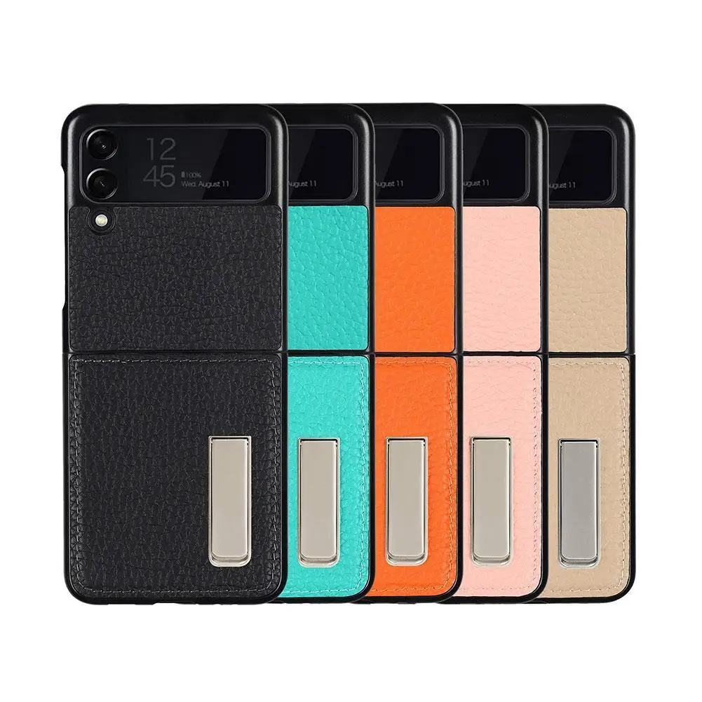 

Cell Phone Case Double-Side Full Protection Case For Samsung Plating Leather Flip Hard Edge Cover Z Galaxy Glass Case 3 W1H9