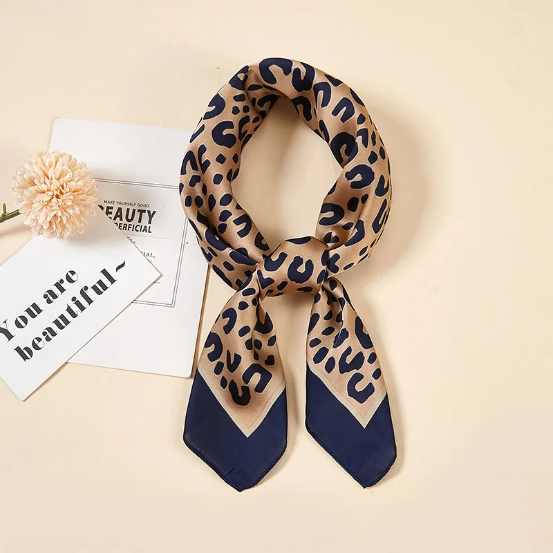 

Hair Head Neck Scarf Women Luxury Silk Scarf Headwraps Square Leopard Print Scarfs Shawl Muslim Scarves Headband Bandana Femme