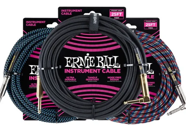 

Ernie Ball Braided Instrument Cable, 25ft/7.62m, 7 Colors Available