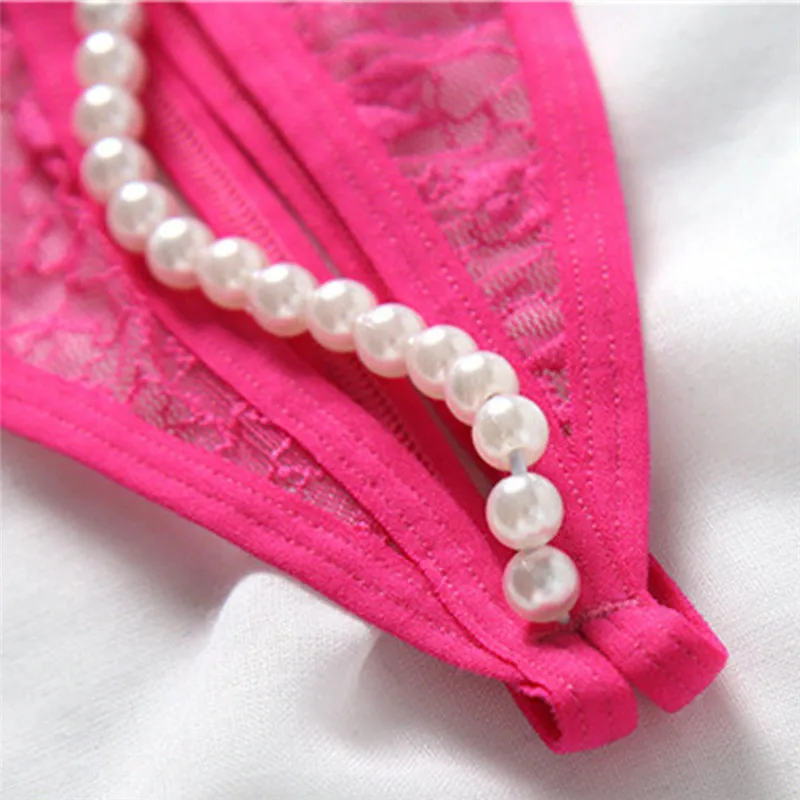 

Lady Fashion Pearl Chain Couple Flirt Sexy Thong Panties Sexy Bikini Butterfly Lace Underwear Body Jewelry For Women Valentine's