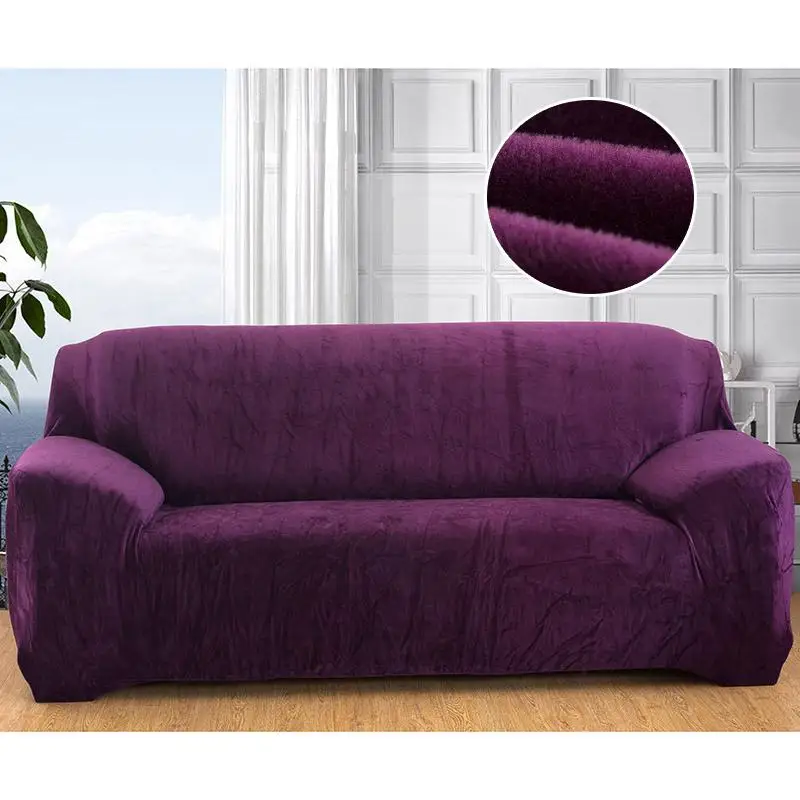 

20 1 / 2PC plush sofa cover stretch solid color thickening sofa cover living room pet sofa chair cover pad sofa towel